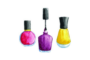 Bottles of Nail Polish - Watercolor Style