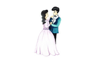 Bride and Groom Dancing - Watercolor