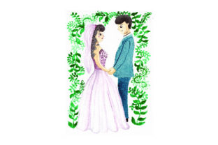 Bride and Groom Illustration: A Wedding Branding Asset with Heart