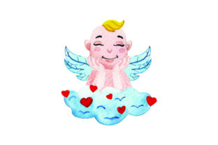 Cupid Laying on Cloud - Watercolor for Valentine S Day Content