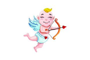 Cupid Shooting Bow - Watercolor for Valentine’s Day Campaigns