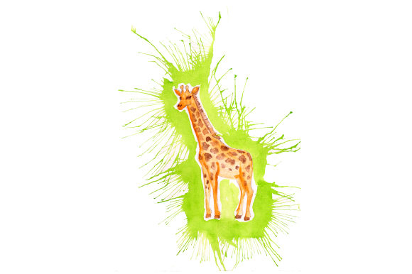 Giraffe in Paint Splatter Watercolor Style: A Versatile Animal Graphic for Content Creators