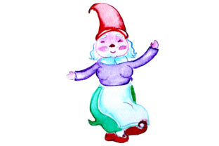 Gnome Dancing in Watercolor Style for Editorial and Web Design