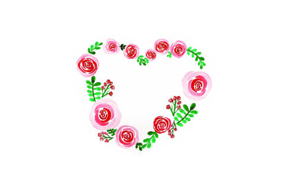 Heart Made of Roses - Watercolor for Valentine's Day Content