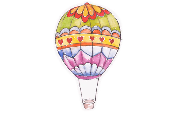 Hot Air Balloon in Watercolor – Designs Amp