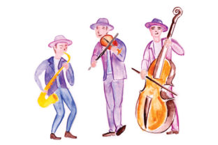 Jazz Band in Watercolor: A Versatile Graphic Design Asset for Music Blogs