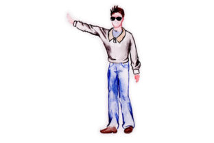 Man Hailing Taxi in Watercolor: A Travel-Inspired Design Asset