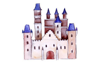 Medieval Castle in Watercolor Style for Authentic Local Branding