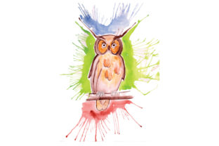 Owl in Paint Splatter Watercolor Style