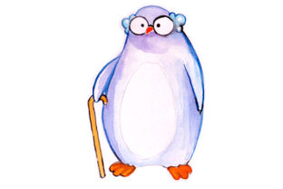 Penguin Grandpa in Watercolor: A Versatile Animal Graphic Design Asset