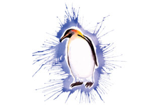 Penguin in Paint Splatter Watercolor Style: A Versatile Animal Graphic for Modern Content