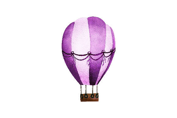 Purple Hot Air Balloon - Watercolor Style