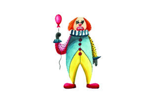 Scary Clown in Watercolor - Halloween