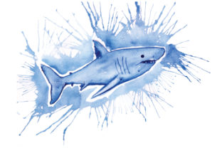 Shark in Paint Splatter Watercolor Style: A Versatile Animal Graphic for Crafters