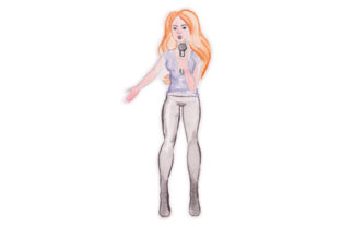 Singer with Microphone in Watercolor Music