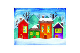 Snowy Village - Watercolor for Winter Branding