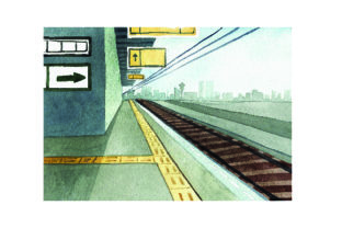 Train Station Watercolor Style for Travel Branding