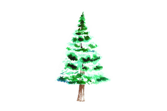 Tree Covered in Snow - Watercolor: A Winter Graphic Design Asset for Branding