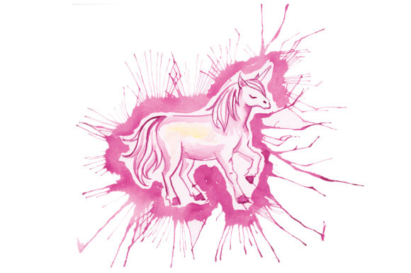 Unicorn in Paint Splatter Watercolor Style: A Versatile Graphic Design Asset for Animal-Themed Content