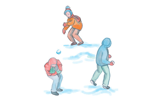 Watercolor Kids in a Snowball Fight: A Designer’s Perspective