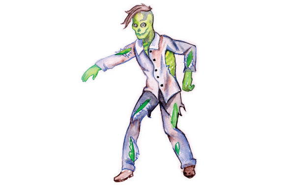Zombie in Watercolor Halloween